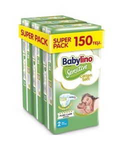 Babylino Sensitive Πάνες με Αυτοκόλλητο No. 2 για 3-6kg 150τμχ