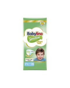 Babylino Sensitive Cotton Soft Πάνες με Αυτοκόλλητο No.7 για 15+kg 36τμχ