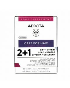 Apivita Promo Hairloss Caps 2+1 Δώρο Συμπλήρωμα Διατροφής για Υγιή Μαλλιά & Νύχια με Ιπποφαές, Ψευδάργυρο & Βιοτίνη  3x30κάψουλες