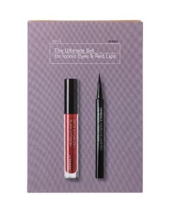 Korres The Ultimate Set for Iconic Eyes & Red lips - Minerals Black Liquid Eyeliner Pen 1ml + Morello Matte Lasting Fluid No59 Brick Red 3.4ml