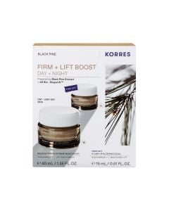 Korres Promo Black Pine Firm + Lift Boost Day + Night με Κρέμα Ημέρας για Σύσφιγξη + Εντατική Ενυδάτωση για Ξηρές-Πολύ Ξηρές Επιδερμίδες 40ml & Δώρο Κρέμα Νύχτας 15ml