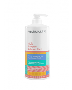Pharmasept Kids Shampoo & Shower 2in1 Gentle Apple-Scented Wash for Hair, Body & Face 1Lt