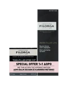 Filorga Promo Time-Filler Eyes 5XP Βελούδινη Κρέμα Ματιών 15 ml & Δώρο Nutri Filler Lips  Eνυδατικό Βάλσαμο Χειλιών 4gr