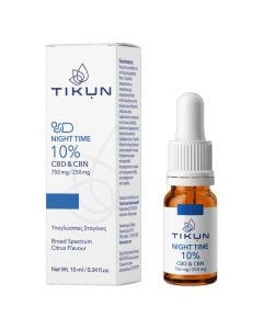 Tikun Night Time 10% CBD 750mg & CBN 250mg  Έλαιο Κάνναβης Σε Υπογλώσσιες Σταγόνες Με Γεύση Εσπεριδοειδών 10ml10ml