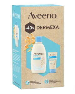 Aveeno Dermexa Set Περιποίησης Για Ξηρές/Ευαίσθητες Επιδερμίδες, Ενυδατικό Καθαριστικό Σώματος 300ml & Βάλσαμο Κατά Του Κνησμού 75ml