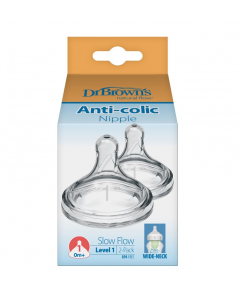 Dr. Brown’s Options+ Wide-Neck Baby Bottle Silicone Nipple Level 1 Flow 0m+ (WN1201) 2Items