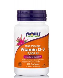 Now Foods Vitamin D3 2000iu 120κάψουλες για Ενίσχυση Ανοσοποιητικού & Οστών