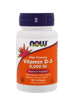 Now Foods Vitamin D3 5000iu 120κάψουλες για Ενίσχυση Ανοσοποιητικού & Οστών