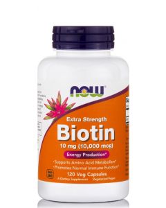 Now Foods Extra Strength Biotin 10mg 120φυτ.κάψουλες Βιταμίνη Β7 Βιοτίνη