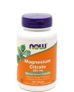 Now Foods Magnesium Citrate 200mg 100ταμπλέτες Κιτρικό Μαγνήσιο