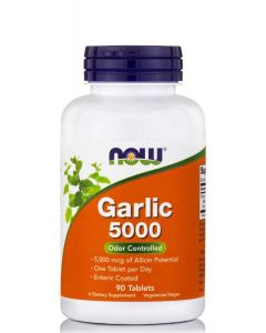 Now Foods Garlic 5000mcg 90ταμπλέτες Συμπλήρωμα Διατροφής Άοσμου Σκόρδου