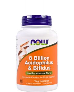 Now Foods 8 Billion Acidophilus & Bifidus 60κάψουλες για Σωστή Λειτουργία Εντέρου