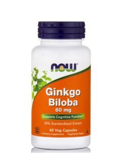Now Foods Ginkgo Biloba 60mg 60φυτ.κάψουλες Συμπλήρωμα Διατροφής για Ενίσχυση Mνήμης & Καλή Λειτουργία Εγκεφάλου