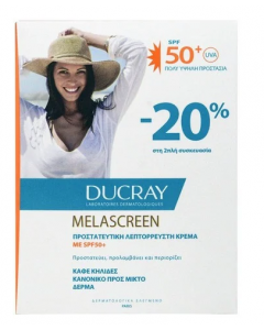 Ducray Melascreen Creme Legere SPF50+ 2 x 50ml (Sticker -20%) Κατά των Καφέ Κηλίδων για Κανονικά - Μεικτά Δέρματα