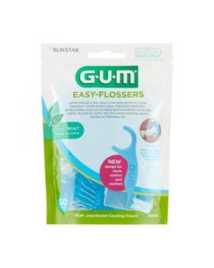 Gum Easy Flossers Mint 50 τεμάχια Οδοντικό Νήμα σε Διχάλες με Γεύση Μέντας