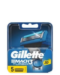Gillette Mach 3 Turbo Ανταλλακτικές Κεφαλές Ξυριστικής Μηχανής 5 Τεμάχια