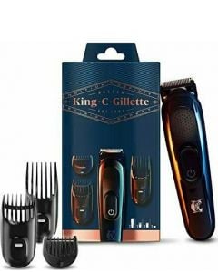 Gillette King C. Gillette Men’s Beard Trimmer Επαναφορτιζόμενη Μηχανή Κουρέματος για Γένια 1τμχ & Χτενάκια 3τμχ & Βουρτσάκι Καθαρισμού 1τμχ