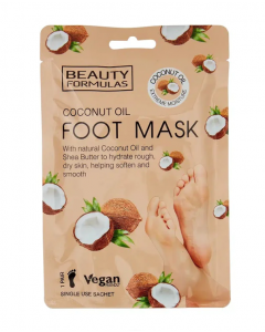 Beauty Formula Coconut Oil Foot Mask Ενυδατική Μάσκα Ποδιών 1 Ζευγάρι