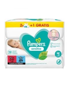 Pampers Baby Wipes Sensitive 3 x 52 Items (2+1 FREE)
