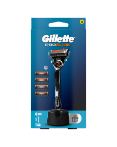 Gillette ProGlide Ξυριστική Μηχανή, Ανταλλακτικές Κεφαλές 4τμχ & Δώρο η Βάση Στήριξης