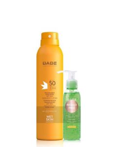 Babe Promo Sun Wet Skin Διάφανο Αντηλιακό Σπρέυ Σώματος SPF50 200ml & Δώρο 100% Aloe Gel 90ml