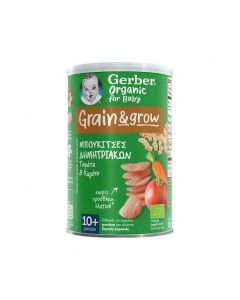Gerber Organic For Baby 10m+ Grain & Grow Μπουκίτσες Δημητριακών με Γεύση Τομάτα & Καρότο 35gr