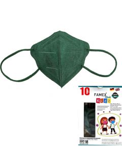 Famex FFP2 Σκούρο Πράσινο 10τμχ Παιδική Μάσκα Προστασίας
