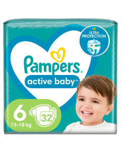 Pampers Active Baby Βρεφικές Πάνες No6 (13-18kg) 32τμχ