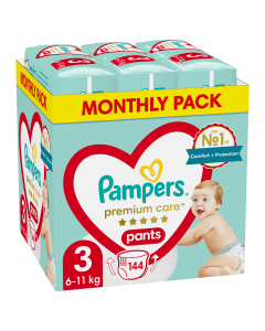 Pampers Premium Care Pants No.3 Monthly Pack (6-11kg) Βρεφικές Πάνες 144τμχ