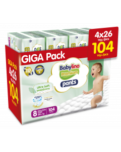 Babylino Premium Ultra Soft Pants Νο8 Extra Extra Large (20+kg) 124pcs (4x31pcs)