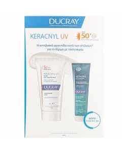 Ducray Promo Keracnyl UV Αντηλιακό Προσώπου Spf50 Κατά Των Ατελειών 50ml & Δώρο Αφρώδες Gel Καθαρισμού 100ml