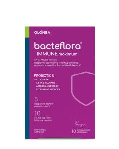 Olonea BacteFlora Immune Maximum Συνδυασμός Προβιοτικών, Πρεβιοτικών, Βιταμινών & Μετάλλων για την Υγεία & Ομαλή Λειτουργία Εντέρου & Ανοσοποιητικού 10κάψουλες