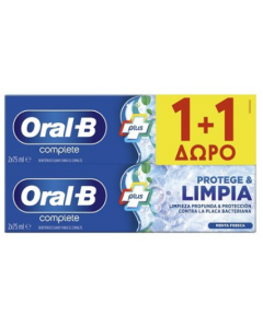 Oral-B Complete Protect & Clean 2 x 75ml Οδοντόκρεμα για Βαθύ Καθαρισμό και Προστασία απο την Βακτηριακή Πλάκα