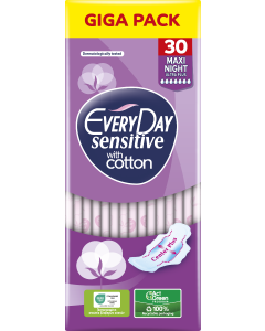 Every Day Giga Pack Σερβιέτες Με Φτερά Sensitive  Maxi Night Ultra Plus 30τμχ