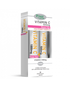 Power Health Vitamin C 1000mg Rose Hip, 20Eff.tabs & Vitamin C 500mg 20Eff.tabs