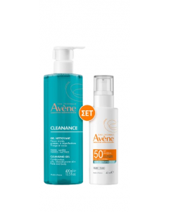Avene Promo Cleanance Cleansing Gel for Oily Skin 400ml & Anti-imperfection Fluid Spf50, 50ml