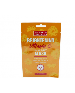 Beauty Formulas Υφασμάτινη Μάσκα Προσώπου με Βιταμίνη C για Λάμψη & Ενυδάτωση 1τεμάχιο