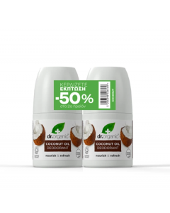 Dr. Organic Coconut Oil Deodorant Roll-On with Organic Virgin Coconut Oil 2x50ml