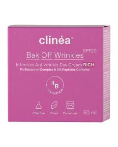Clinea Back Off Wrinkles Πλούσιας Υφής Κρέμα Ημέρας Εντατικής Αντιγήρανσης Spf20 50ml