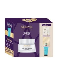 Ahava Promo Even Tone Program with Dark Spot Correcting Gel Cream 50ml, Renewing Peel 8ml, Brightening Mud Mask 6ml & Sea-Kissed Mineral Body Lotion 40ml