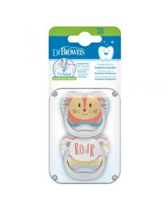 Dr. Brown's PreVent™ Orthodontic Silicone Soother Lion-Roar 0-6m (PV12015) 2pcs