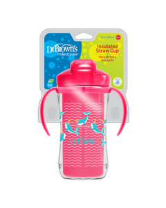 Dr. Brown's Milestones™ Insulated Straw Cup 12m+ Fuchsia-Narwhal 300ml (TC01201)