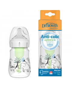 Dr. Brown's Options+ Anti-Colic Plastic Bottle Wide Neck & Silicone Teat 0m+ Elephant (WB51008) 150ml