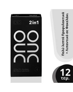 Duo 2 in 1 6 Ultra Thin Condoms + 6 x 2ml Natural Lubricants