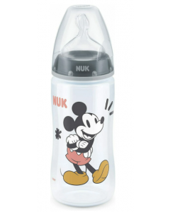 Nuk First Choice+ Disney Mickey Μπιμπερό Πολυπροπυλενίου 300ml με Θηλή Σιλικόνης M και Δείκτη Ελέγχου Θερμοκρασίας (10.741.034) 1 Τεμάχιο