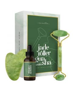 Eco Masters Jade Roller Νεφρίτη & Gua Sha Εργαλείο Γλυπτικής Προσώπου Eco Masters & Serum Βιταμίνης C