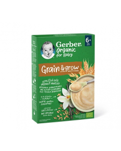 Gerber Organic For Baby 6m+ Grain & Grow Βρεφικά Δημητριακά Με Σιτάρι, Βρώμη & Γεύση Βανίλιας 200gr
