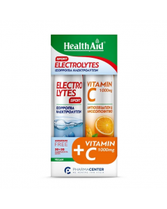 Health Aid Electrolytes Sport & Vitamin C 1000mg 2x20 Effervescent Tablets Electrolytes & Vitamin C for Hydration
