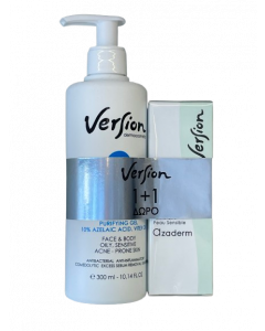 Version Promo Azaderm Τζελ Καθαρισμού Προσώπου 300ml & Azaderm Κρέμα Προσώπου Κατά της Ακμής 30ml