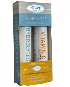 Power Health Hydrolytes Effervevesant 20 Tabs Ηλεκτρολύτες με Στέβια + Vitamin C 500mg 20 Αναβράζοντα Δισκία 1 + 1 ΔΩΡΟ
